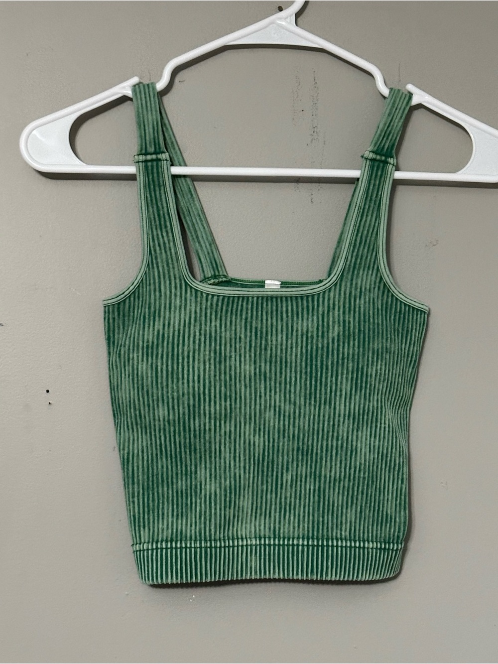 Zenana Outfitters Green Ribbed Square-Neck Tank
